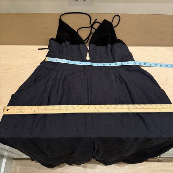 Free People Emma Jumpsuit Women’s Size L Black Linen Blend Woven Revolve Shopbop - Picture 13 of 16